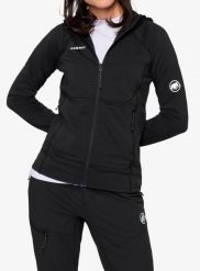 Bluza polarowa damska Mammut Taiss ML Hooded Jacket. Czarne bluzy z kapturem Mammut, m, bez wzorów, z elastanu, bez kaptura, trekkingowe. Za 639.99 zł.