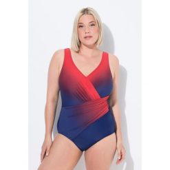 Damski Kostium kąpielowy cieniowanie miękkie miseczki drapowanie. Niebieskie stroje jednoczęściowe Ulla Popken, bez wzorów, z elastanu, sportowe. Za 294.99 zł.