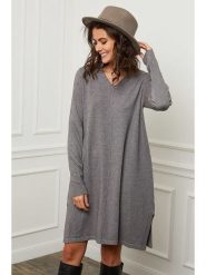 Joséfine Sukienka dzianinowa "Farel" w kolorze szarym rozmiar: L. Szare sukienki Joséfine, l, bez wzorów, z dzianiny, bez kołnierzyka, bez ramiączek, midi. Za 236.95 zł.
