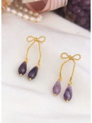 L'Atelier de Gaia Pozłacane kolczyki z ametystami rozmiar: onesize. Różowe kolczyki L'Atelier de Gaia, z ametystem, pozłacane. Za 69.99 zł.