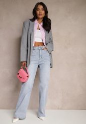 Niebieskie Jeansy z Wiskozą i Bawełną High Waist o Szerokim Kroju Helviola. Niebieskie jeansy Renee, bez wzorów, z bawełny, z podwyższonym stanem. W wyprzedaży za 119.99 zł.