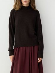 Wełniany sweter z dodatkiem kaszmiru - ciemnobrązowy. Brązowe swetry Reserved, l, bez wzorów, z dzianiny, bez ramiączek. Za 399.99 zł.