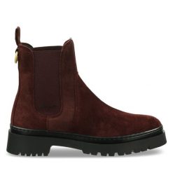 Sztyblety Gant. Czerwone botki Gant, bez wzorów, bez obcasa, na płaskiej podeszwie, bez zapięcia. Za 499.99 zł.