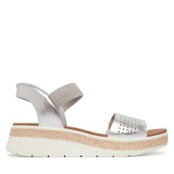 Sandały Skechers. Szare sandały Skechers, bez wzorów, bez obcasa, na płaskiej podeszwie, bez zapięcia. Za 319.99 zł.