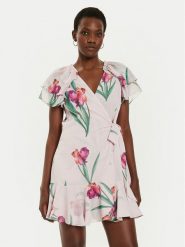 Ted Baker Sukienka koktajlowa 276317 Różowy Regular Fit. Czerwone sukienki Ted Baker, bez wzorów, z syntetyku, wizytowe, bez kołnierzyka, bez ramiączek. Za 489.99 zł.