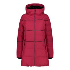 Damska kurtka z kapturem CMP. Czerwone kurtki narciarskie CMP, na zimę, bez wzorów, z puchu, z kapturem, narciarskie. Za 916.50 zł.