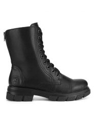 Rieker Botki Z9107-00 Czarny. Czarne botki Rieker, bez wzorów, bez obcasa, na płaskiej podeszwie, bez zapięcia. Za 351.99 zł.
