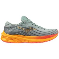 Buty do biegania damskie Mizuno Wave Skyrise 5 abyss/ dubarry/ carrot curl. Szare buty do biegania Mizuno, bez wzorów, bez zapięcia, do biegania, mizuno wave. Za 627.65 zł.