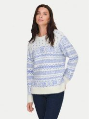 ONLY Sweter Xmas Nordic 15354824 Błękitny Regular Fit. Niebieskie swetry ONLY, m, bez wzorów, z syntetyku, bez ramiączek. Za 169.99 zł.