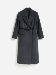 Płaszcz z dodatkiem wełny - ciemnoszary. Szare płaszcze Reserved, l, bez wzorów, z tkaniny, bez kaptura. Za 379.99 zł.