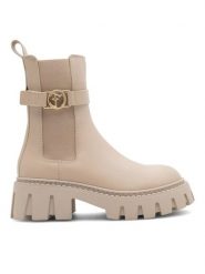 Eva Minge Botki GANDRA-8325 Beżowy. Brązowe botki Eva Minge, bez wzorów, ze skóry, bez obcasa, na płaskiej podeszwie, bez zapięcia. Za 419.99 zł.