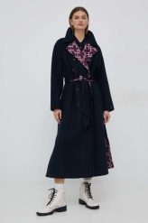Tommy Hilfiger płaszcz wełniany kolor granatowy przejściowy dwurzędowy. Niebieskie płaszcze Tommy Hilfiger, bez wzorów, z wełny, klasyczne, bez kaptura. W wyprzedaży za 1,339.90 zł.