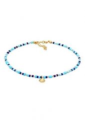 Elli Damski bransoletka na kostkę muszle szklane kule kolorowy regulowany w srebrze 925 Sterling Silver Bransoletki na nogę 1 ct. Szare bransoletki Elli, pozłacane. Za 283.99 zł.