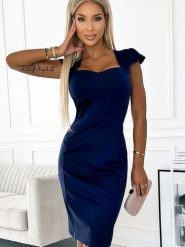 Sukienka Model 318-5 Navy - Numoco. Niebieskie sukienki NUMOCO, na co dzień, l, z aplikacjami, z elastanu, eleganckie, bez kołnierzyka, plus size, bez ramiączek, mini, ołówkowe. Za 307.52 zł.