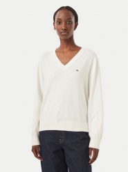Tommy Jeans Sweter Essential DW0DW23362 Biały Regular Fit. Białe swetry Tommy Jeans, l, bez wzorów, z bawełny, bez ramiączek. Za 369.99 zł.