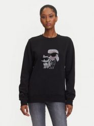 KARL LAGERFELD Bluza A3W20069 Czarny Regular Fit. Czarne bluzy KARL LAGERFELD, xs, bez wzorów, z bawełny, bez ramiączek, bez kaptura. Za 659.99 zł.