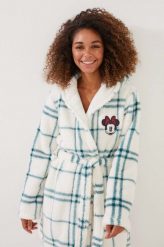 Women'secret szlafrok Mickey Xmas kolor beżowy. Brązowe szlafroki damskie women'secret, l, bez wzorów, bez ramiączek. Za 209.99 zł.