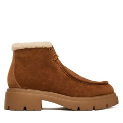 Botki Stuart Weitzman. Brązowe botki Stuart Weitzman, bez wzorów, bez obcasa, na płaskiej podeszwie, bez zapięcia. Za 2,439.00 zł.