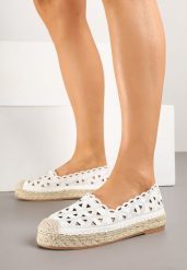 Białe Płaskie Espadryle Ażurowe Ozdobione Plecionką Sefiena. Białe espadryle Born2be, z aplikacjami, eleganckie, bez obcasa, na płaskiej podeszwie. W wyprzedaży za 72.24 zł.