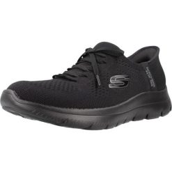 Buty SKECHERS SLIP-INS - SUMMITS NEW DAILY Czarny. Czarne buty sportowe lifestyle Skechers, bez wzorów, bez zapięcia, trekkingowe, skechers sport. Za 329.99 zł.