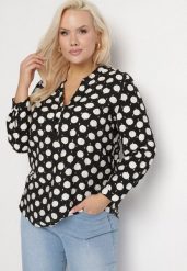 Czarna Koszula z Wiskozą w Kropki z Regulowanymi Rękawami Zerriana. Czarne koszule Born2be, xl, bez wzorów, z jeansu, eleganckie, bez kołnierzyka, bez ramiączek. W wyprzedaży za 72.24 zł.