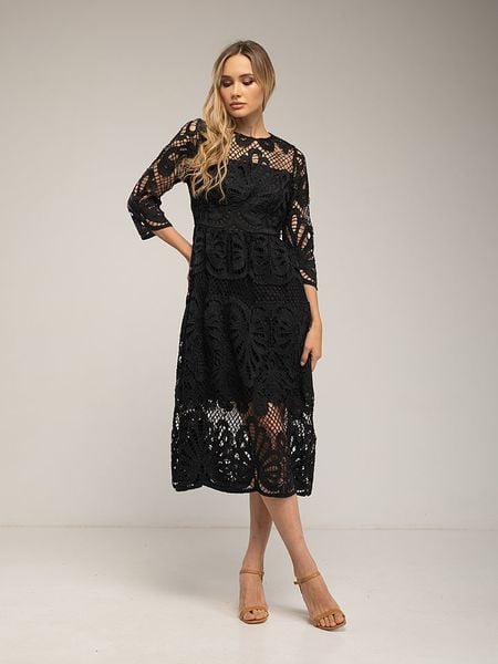 Tantra Sukienka w kolorze czarnym rozmiar: S. Czarne sukienki Tantra, s, bez wzorów, z koronki, bez kołnierzyka, bez ramiączek, midi. Za 304.99 zł.