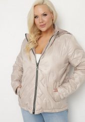 Beżowa Kurtka Dwustronna z Odpinanym Kapturem Frolbia. Brązowe kurtki Born2be, xl, bez wzorów, z jeansu, eleganckie. Za 209.99 zł.