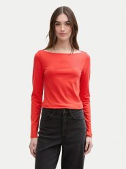 Tom Tailor Denim Bluzka 1045412 Czerwony Slim Fit. Czerwone bluzki TOM TAILOR DENIM, m, bez wzorów, z bawełny, bez kołnierzyka, bez ramiączek. Za 59.99 zł.