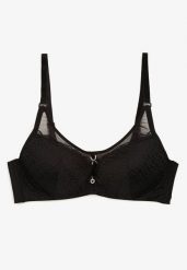 Czarny Biustonosz Koronkowy z Efektem Push-Up Donantia. Czarne biustonosze Born2be, bez wzorów, z jeansu. W wyprzedaży za 33.99 zł.