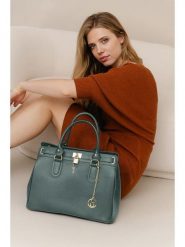 Lia Biassoni Skórzana torebka "Nure" w kolorze ciemnozielonym - 36 x 28 x 18 cm rozmiar: onesize. Zielone torebki klasyczne Lia Biassoni, bez wzorów, z materiału, przez ramię, bez dodatków. Za 304.99 zł.