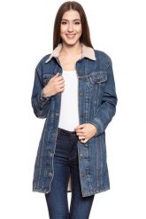 DAMSKA KURTKA JEANSOWA LEE SHERPA DUSTER DARK STONE L54ERDSS. Niebieskie kurtki Lee, na zimę, l, bez wzorów, z jeansu, bez kaptura. Za 359.99 zł.