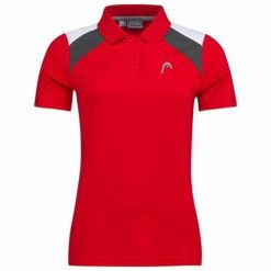 Koszulka polo damska CLUB 22 Tech. Czerwone t-shirty sportowe Head, s, bez wzorów, z poliesteru, bez ramiączek, tenisowe. W wyprzedaży za 140.00 zł.