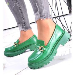 Zielone półbuty oxfordy na platformie /D1-2 12300 T695/ 40. Zielone półbuty wsuwane Pantofelek24, bez wzorów, bez obcasa, na platformie. Za 139.90 zł.