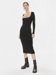 Pinko Sukienka dzianinowa Cavallo 101856 A16N Czarny Slim Fit. Czarne sukienki Pinko, xs, bez wzorów, z dzianiny, bez kołnierzyka, bez ramiączek. Za 569.99 zł.