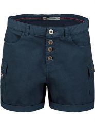 Geographical Norway Bermudy "Polla" w kolorze granatowym rozmiar: M. Niebieskie szorty Geographical Norway, z aplikacjami, ze skóry. Za 66.00 zł.