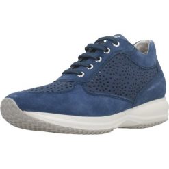 Buty GEOX D HAPPY A Niebieski. Niebieskie buty trekkingowe Geox, bez wzorów, ze skóry, bez zapięcia, trekkingowe. Za 426.99 zł.