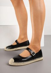 Czarne Espadryle Ozdobione Paskiem i Plecionką Noniara. Czarne espadryle Born2be, bez wzorów, z jeansu, eleganckie, bez obcasa, na płaskiej podeszwie. W wyprzedaży za 67.99 zł.