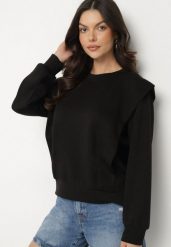 Czarna Bluza z Wiskozą z Podkreśloną Linią Ramion Alithra. Czarne bluzy Born2be, z aplikacjami, z jeansu, casualowe, bez ramiączek, bez kaptura. W wyprzedaży za 63.74 zł.