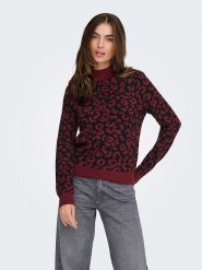 ONLY Sweter w kolorze bordowo-czarnym rozmiar: L. Czerwone swetry ONLY, l, bez wzorów, bez ramiączek. Za 127.35 zł.