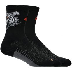 Skarpetki sportowe dla dorosłych Performance Run Sock Crew. Czarne skarpetki ASICS, bez wzorów, z materiału. Za 79.99 zł.