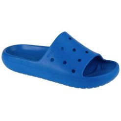 Klapki Crocs Classic Slide V2 209401-4KZ niebieskie niebieskie. Niebieskie klapki bez wzorów, sportowe, z otwartym noskiem, bez obcasa, bez zapięcia. Za 206.23 zł.