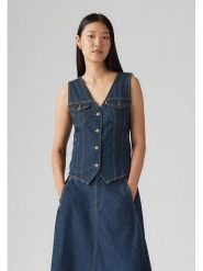 Levi's Top dżinsowy w kolorze granatowym rozmiar: S. Niebieskie topy Levi's, s, bez wzorów, z bawełny, bez kołnierzyka, bez ramiączek. Za 153.34 zł.