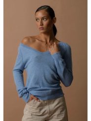 Perfect Cashmere Kaszmirowy sweter "Penelope" w kolorze błękitnym rozmiar: S. Niebieskie swetry Perfect Cashmere, s, bez wzorów, z kaszmiru, bez ramiączek. Za 362.85 zł.