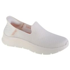 Buty sportowe Sneakersy damskie, Slip-ins: GO WALK Flex - Relish. Białe buty treningowe Skechers, bez wzorów, z materiału, przed kostkę, bez zapięcia, trekkingowe. Za 289.99 zł.