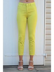 Bleu d'Azur Dżinsy "Paula" w kolorze jasnozielonym rozmiar: 50. Zielone jeansy Bleu d'Azur, z aplikacjami, ze skóry, klasyczne, z standardowym stanem. Za 205.95 zł.