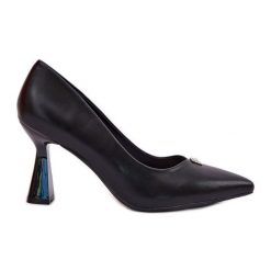 Eleganckie Czółenka Na Rozszerzanej Szpilce Vinceza 62222 Czarne. Czarne czółenka bez wzorów, z materiału, eleganckie, bez obcasa, na szpilce, bez zapięcia. Za 190.94 zł.