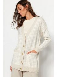 Trendyol Kardigan w kolorze beżowym rozmiar: M. Brązowe swetry Trendyol, m, bez wzorów, bez ramiączek. Za 65.99 zł.