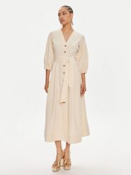 TWINSET Sukienka koszulowa 241TT2051 Beżowy Loose Fit. Brązowe sukienki Twinset, bez wzorów, z bawełny, bez kołnierzyka, bez ramiączek, koszulowe. Za 799.99 zł.