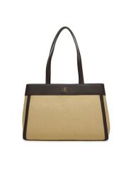 Calvin Klein Torebka Ck Canvas Medium Tote LV04F3503G Beżowy. Brązowe torebki klasyczne Calvin Klein, bez wzorów, z materiału, bez dodatków. Za 649.99 zł.