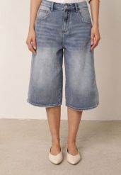 Niebieskie Jeansowe Szorty Casual o Kroju Typu Bermudy z Bawełną Pheradia. Niebieskie szorty Born2be, bez wzorów, z bawełny, casualowe. Za 109.99 zł.